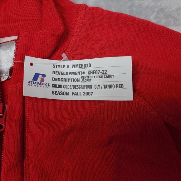 Vintage 2007 Russell Athletic Men’s Medium Vented Fleece Cadet Jacket Tango Red - Picture 7 of 9